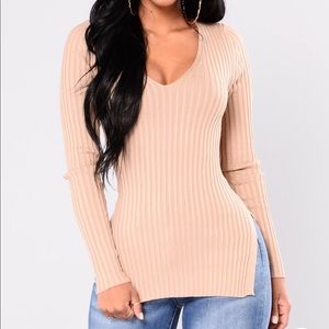 Fashion Nova “giving me the feels sweater” Khaki